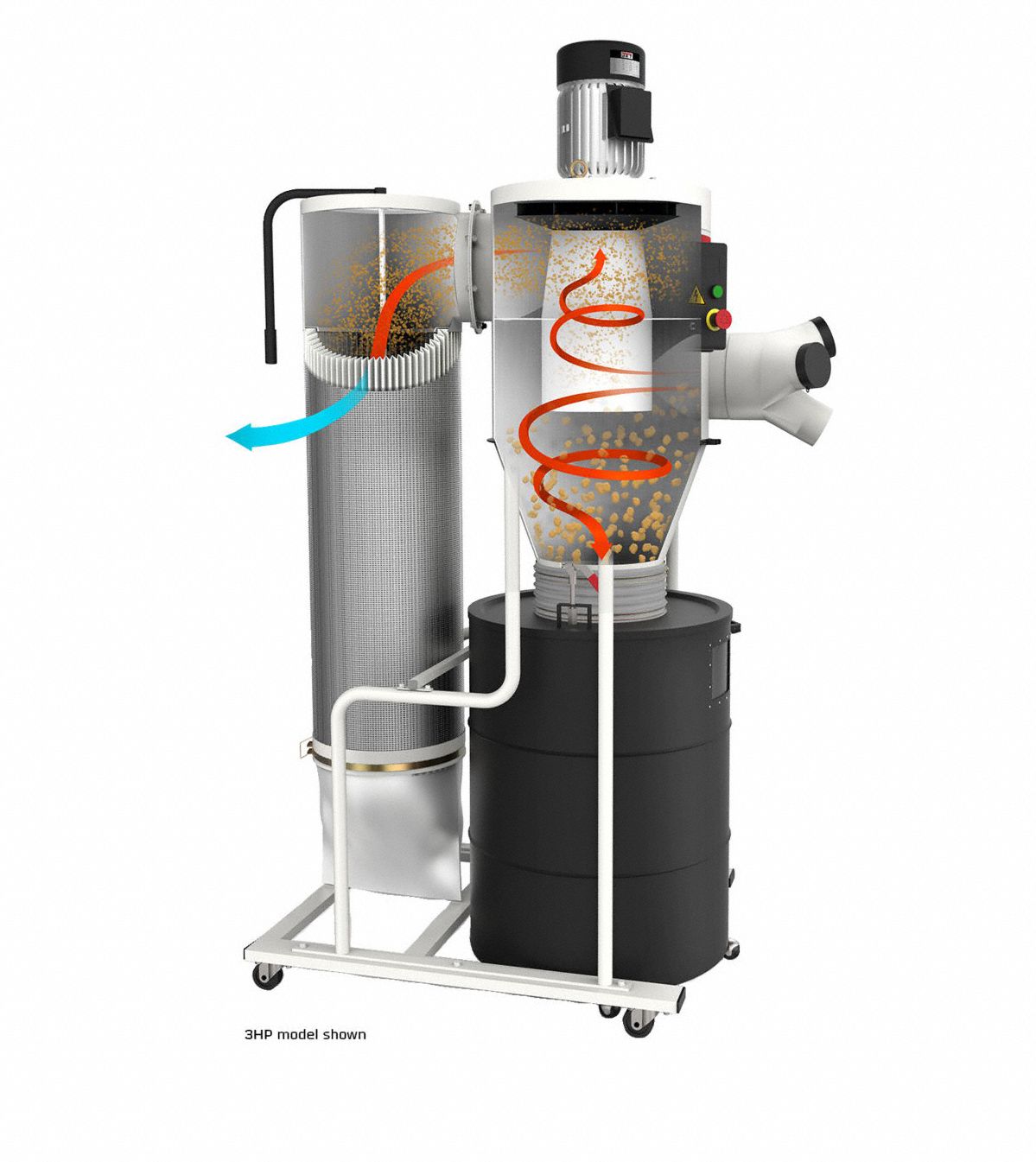 JET Dust Collector, 3HP, 66 gal., 230V 48RJ34717530K Grainger