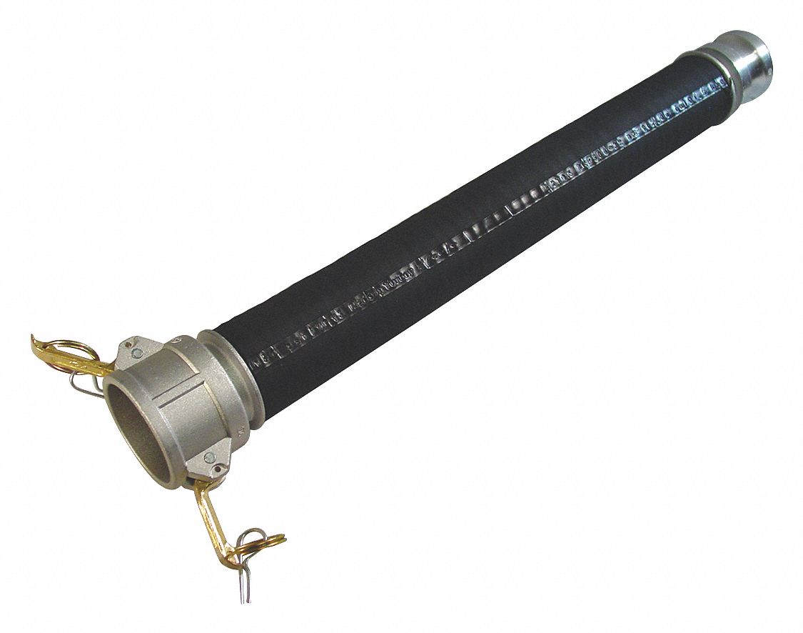 Material Hose: 4 in Hose Inside Dia., 20 ft Hose Lg, 75 psi, 4 in x 4 in Fitting Size, SBR, Black