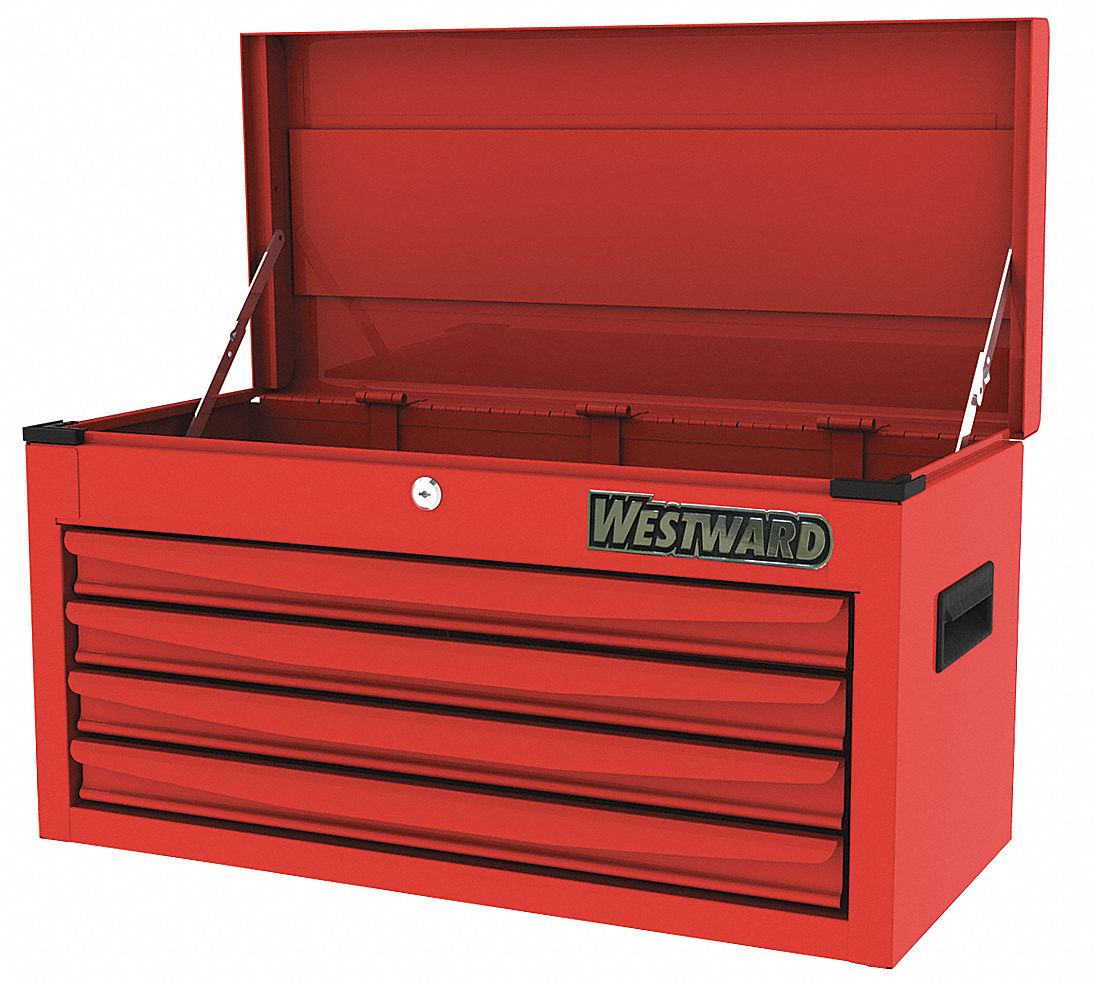 TOP CHEST,STEEL,285 LBS.,RED,4 DRAWERS