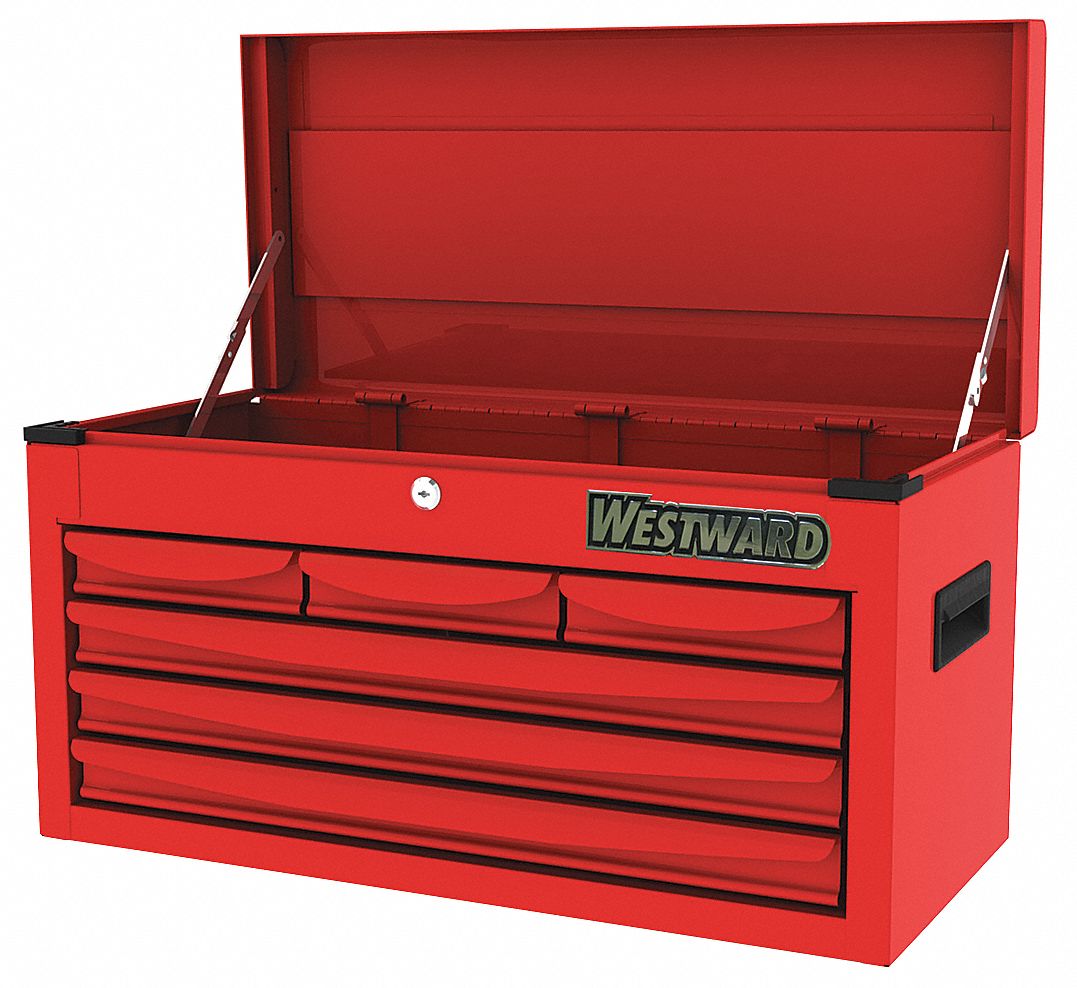 TOP CHEST,STEEL,300 LBS.,RED,6 DRAWERS