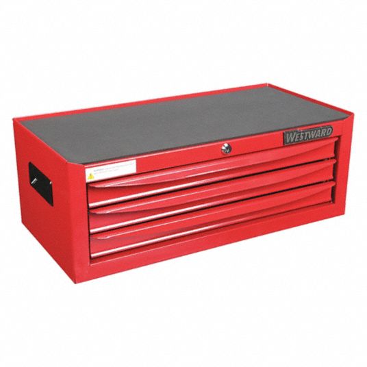 918125-3 Westward Plastic, Steel Portable Tool Box, 13-3/4H x 20-1/2W x  8-5/8D, 1900 cu., Red