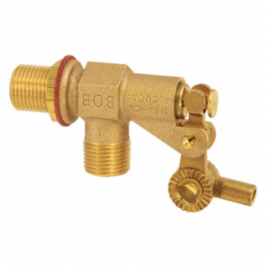 BOB BulkheadMount Float Valve, 1/4 in 20 Rod Thread, Brass 48RJ96
