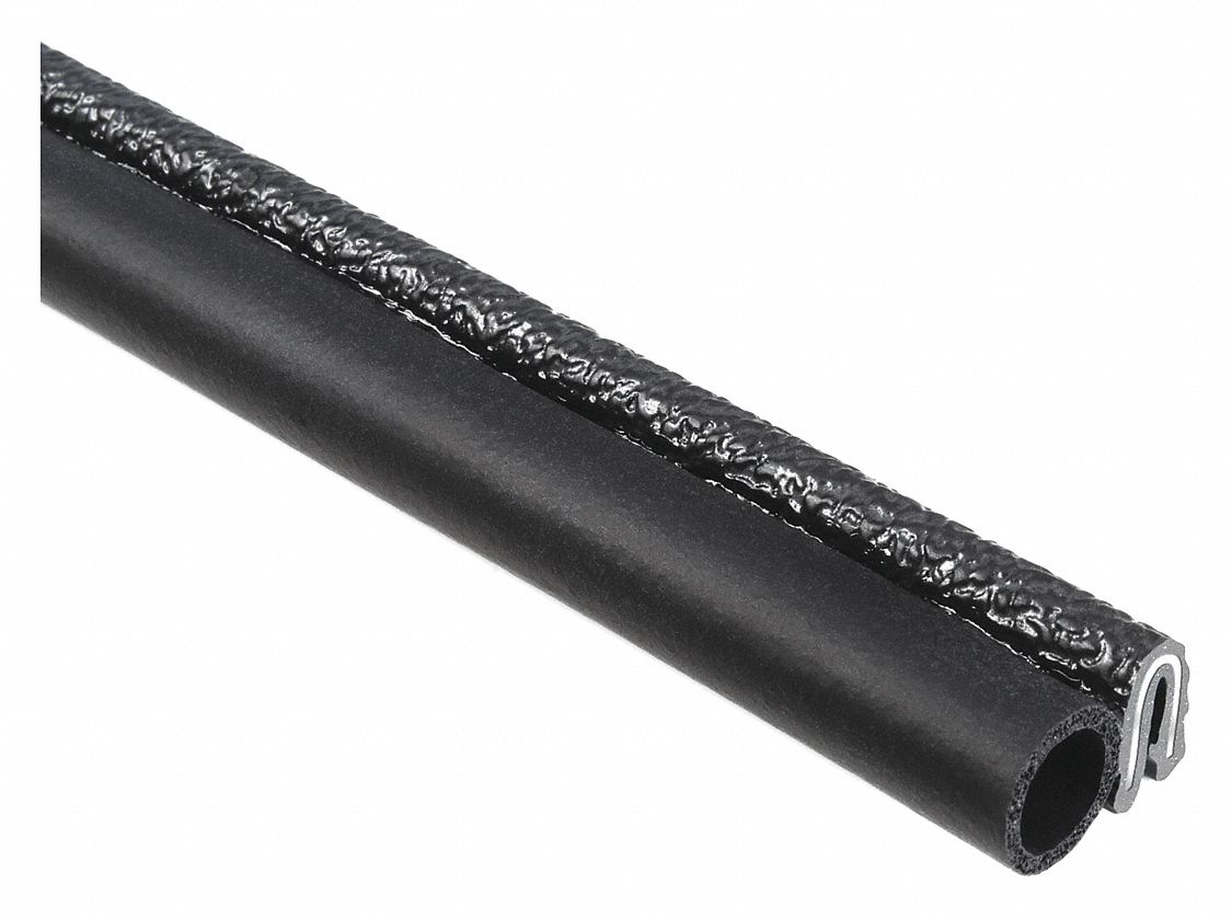 Trim Seal: Side Bulb, 25 ft Overall Lg, PVC Outer, EPDM Bulb, 3/8 in Leg Lg