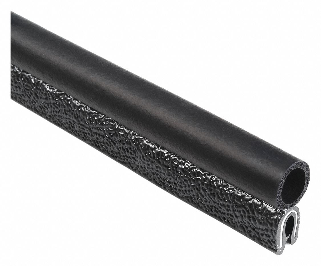 Trim Seal: Top Bulb, 100 ft Overall Lg, PVC Outer, EPDM Bulb, 3/8 in Leg Lg, Bottom