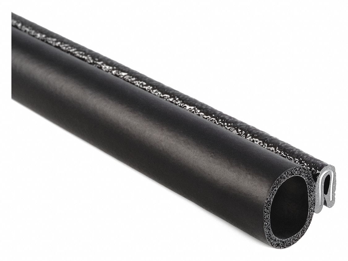 Trim Seal: Side Bulb, 25 ft Overall Lg, PVC Outer, EPDM Bulb, 3/8 in Leg Lg