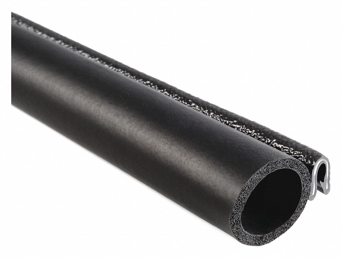 Trim Seal: Side Bulb, 25 ft Overall Lg, PVC Outer, EPDM Bulb, 3/8 in Leg Lg