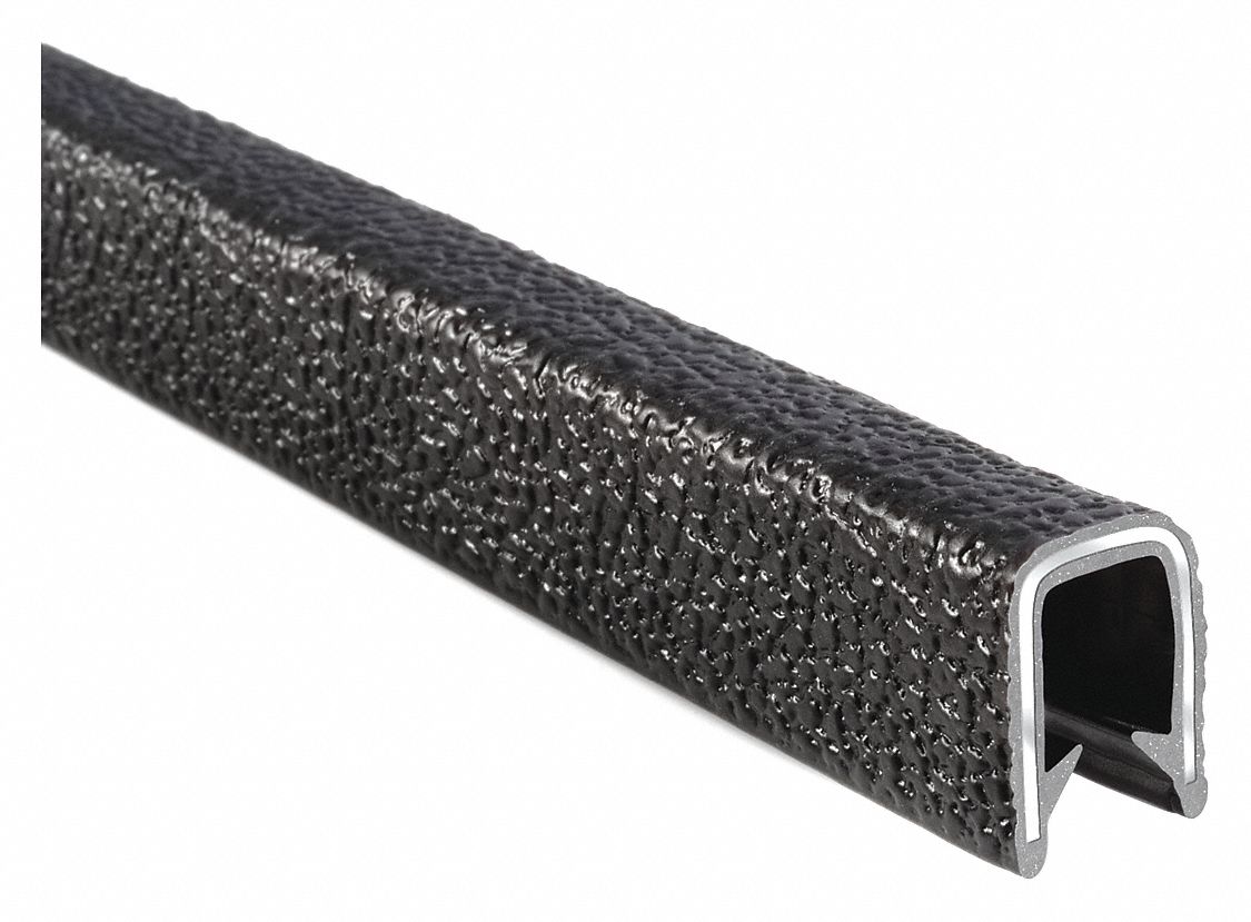 Trim Seal: Double Gripping Finger, 25 ft Overall Lg, PVC Outer, 5/8 in Leg Lg