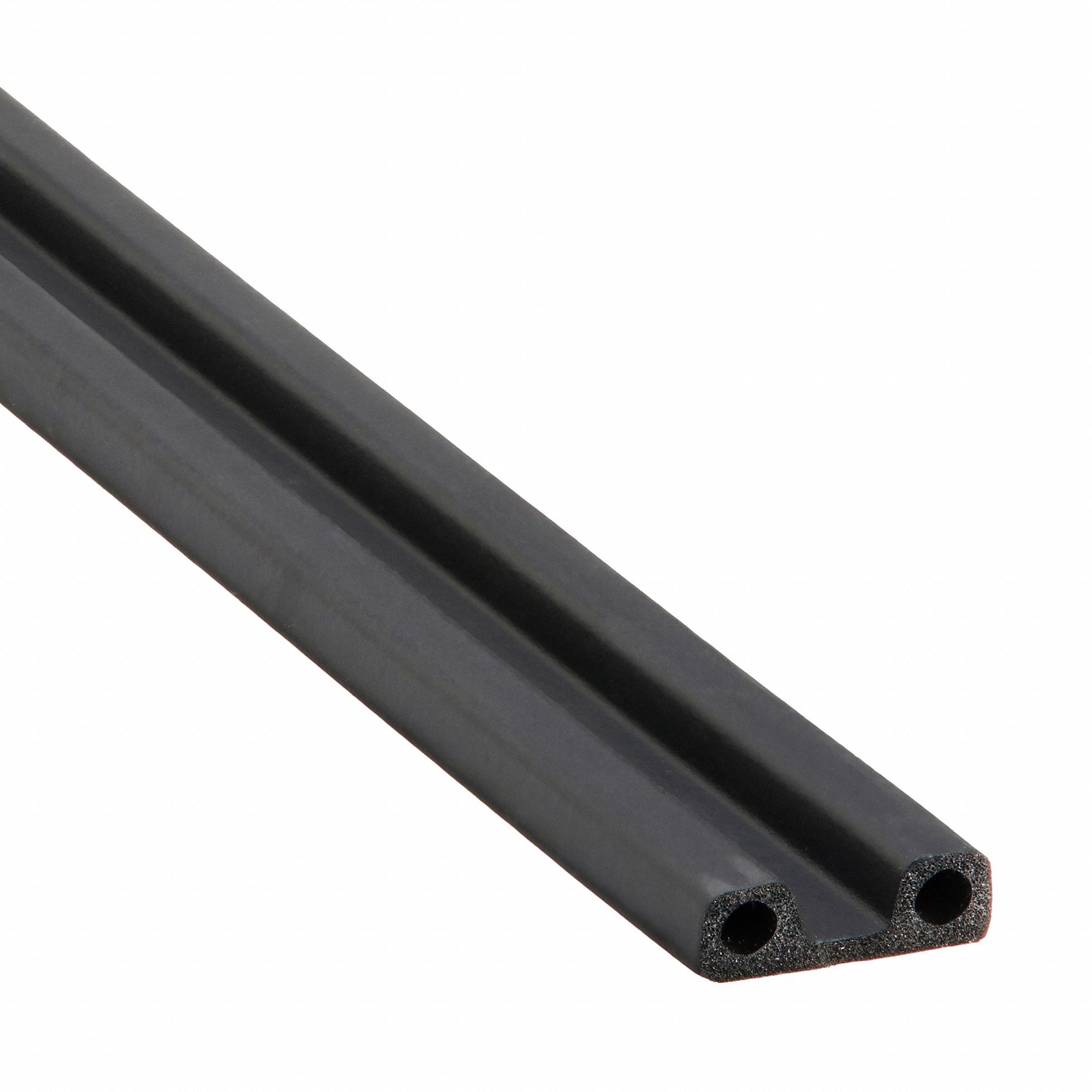 Weather Seal: Double Bulb, Self-Adhesive Mounting, Std, EPDM, 25 ft Overall Lg, Black