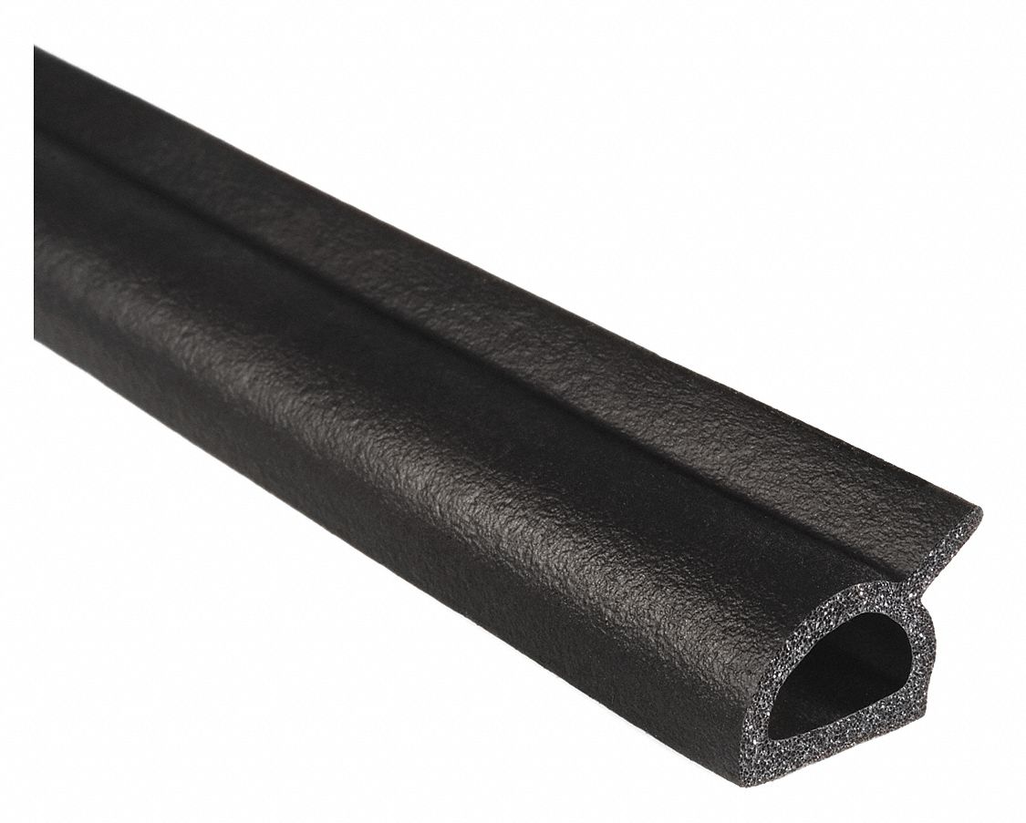 Seal: D-Shaped, Self-Adhesive Mounting, Std, EPDM, 25 ft Overall Lg, 1/2 in Overall Ht