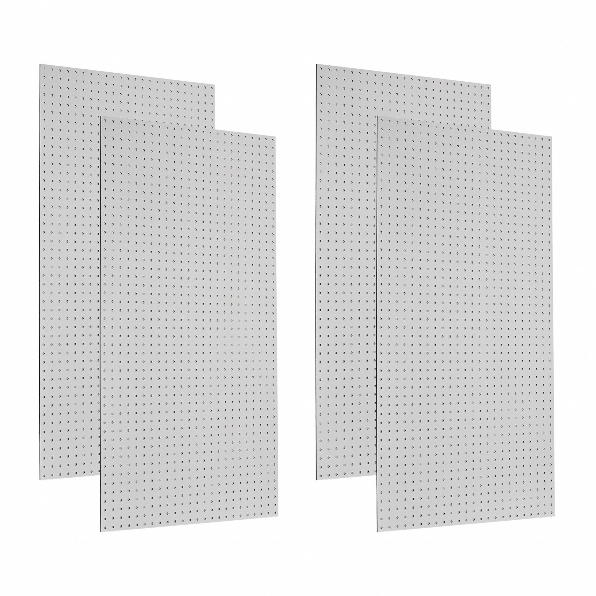 Pegboard Panel: Round, 1/4 in Peg Hole Size, 48 in x 24 in x 1/8 in, White