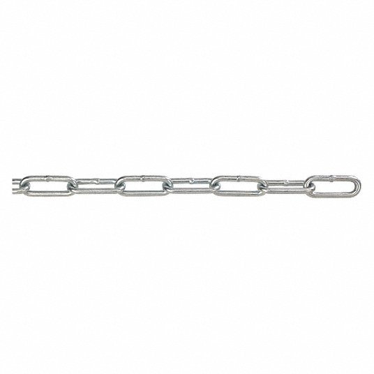 Galvanized ASC MC1250405 Low Carbon Steel Lock Link Single Loop Chain 11/64 Diameter x 50 Length 580 lbs Working Load Limit 5/0 Trade