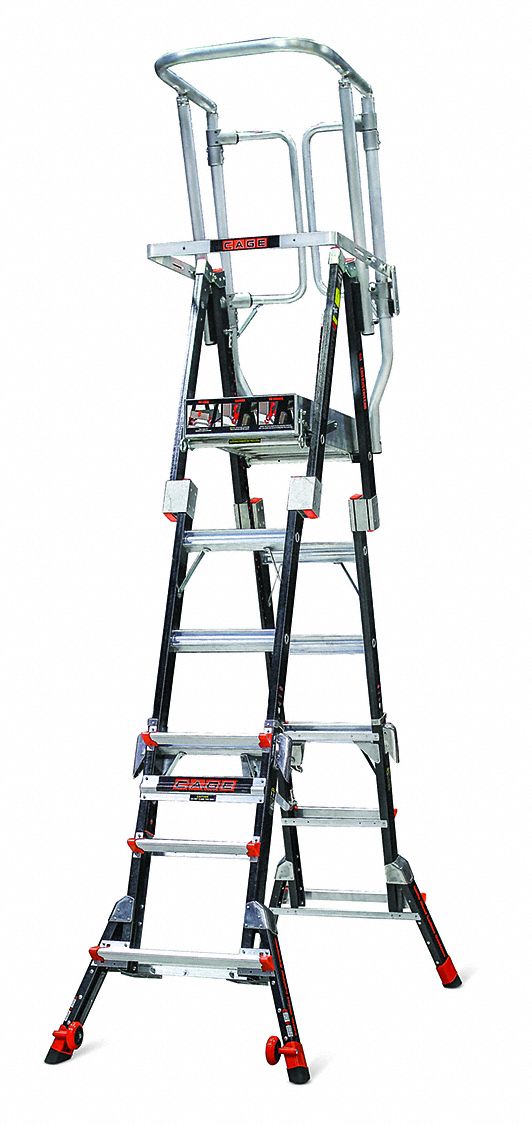 spannend de eerste Zwijgend LITTLE GIANT, 4 to 6 ft Ladder Ht, 4 to 6 ft Platform Ht, Compact Safety  Cage Platform Ladder - 48RR82|19504 - Grainger