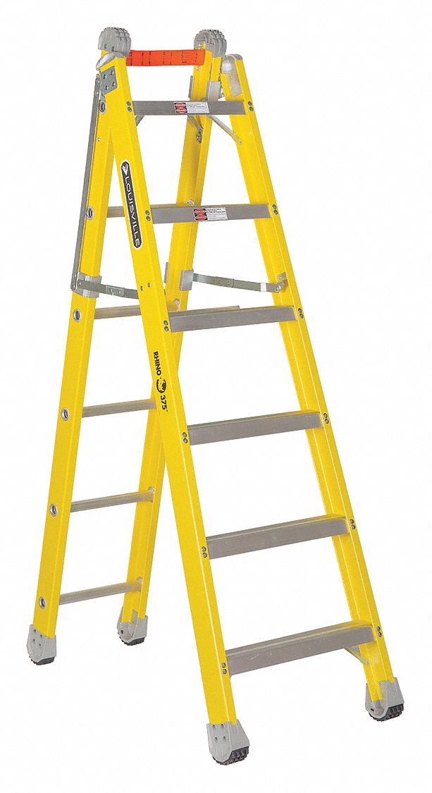LOUISVILLE 6 ft Fiberglass Multipurpose Ladder, 375 lb Load Capacity