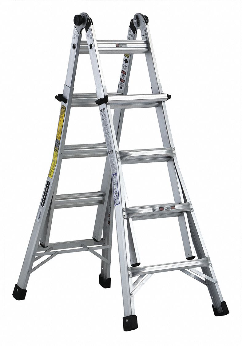 LOUISVILLE, 15 ft Extended Ladder Ht, 4 to 7 ft, Multipurpose Ladder ...