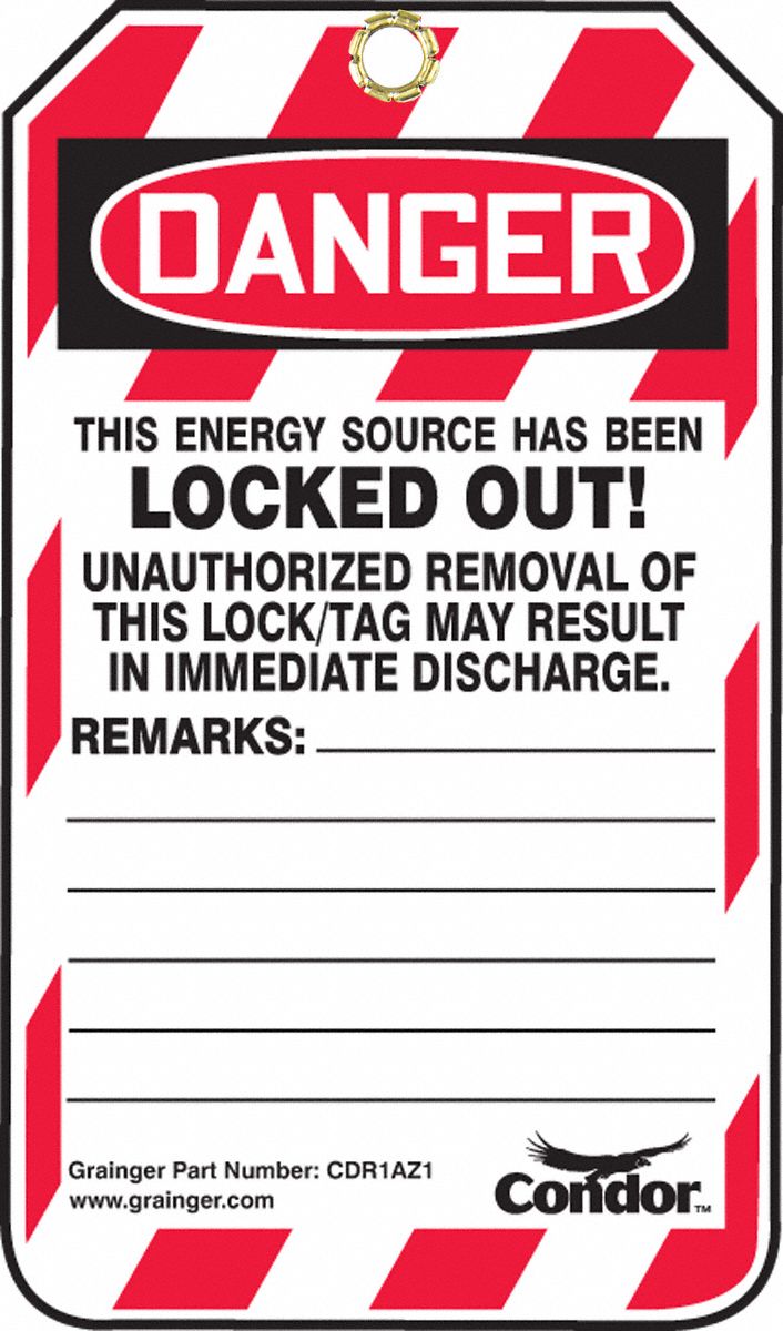 CONDOR Lockout Tag: Danger, Do Not Operate This Lock/Tag May Only Be ...