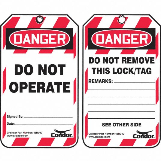 condor lockout tag plastic do not operate 5 34 in x 3