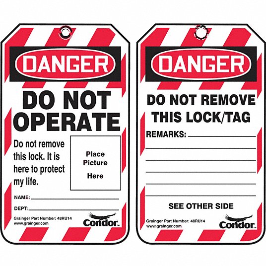 Black/Red/White 5 Height x 3 Width Brady 145767 PlasticDanger DO NOT Operate This Lock/TAG May ONLY BE Removed by: Name: Date: Toughwash Tag Pack of 10