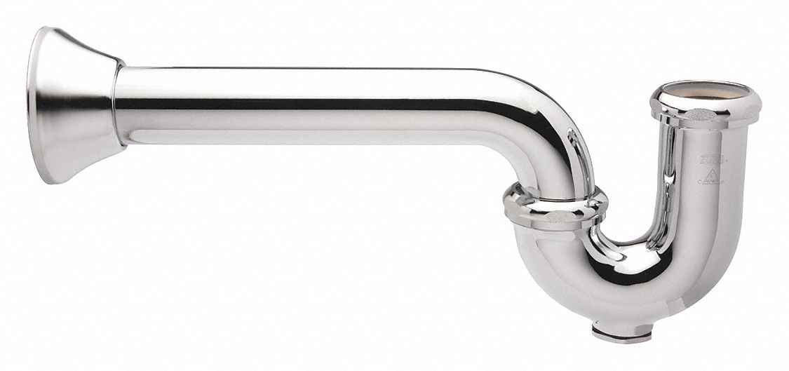 Trap: Cast Brass, Chrome, Silver, 1 1/2 in Nominal Pipe Size, 12 in Overall Lg, Compression