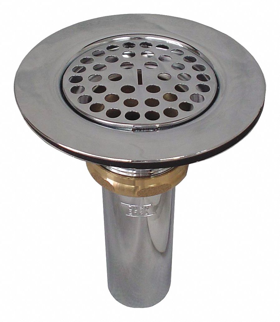 SINK DRAIN: 4 ⅜ IN OVERALL DIA, 6 IN H, 6 IN BODY H, 1½ IN PIPE DIA, BRASS