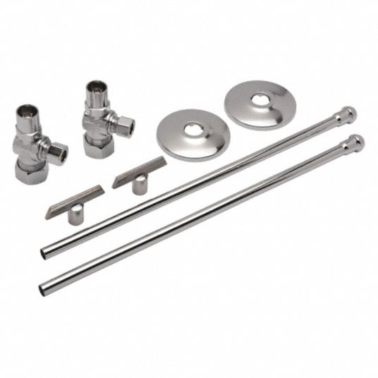 ZURN Water Supply Stop: 1/2 in Compression, 3/8 in Compression,  Chrome-Plated Brass, Angle Body