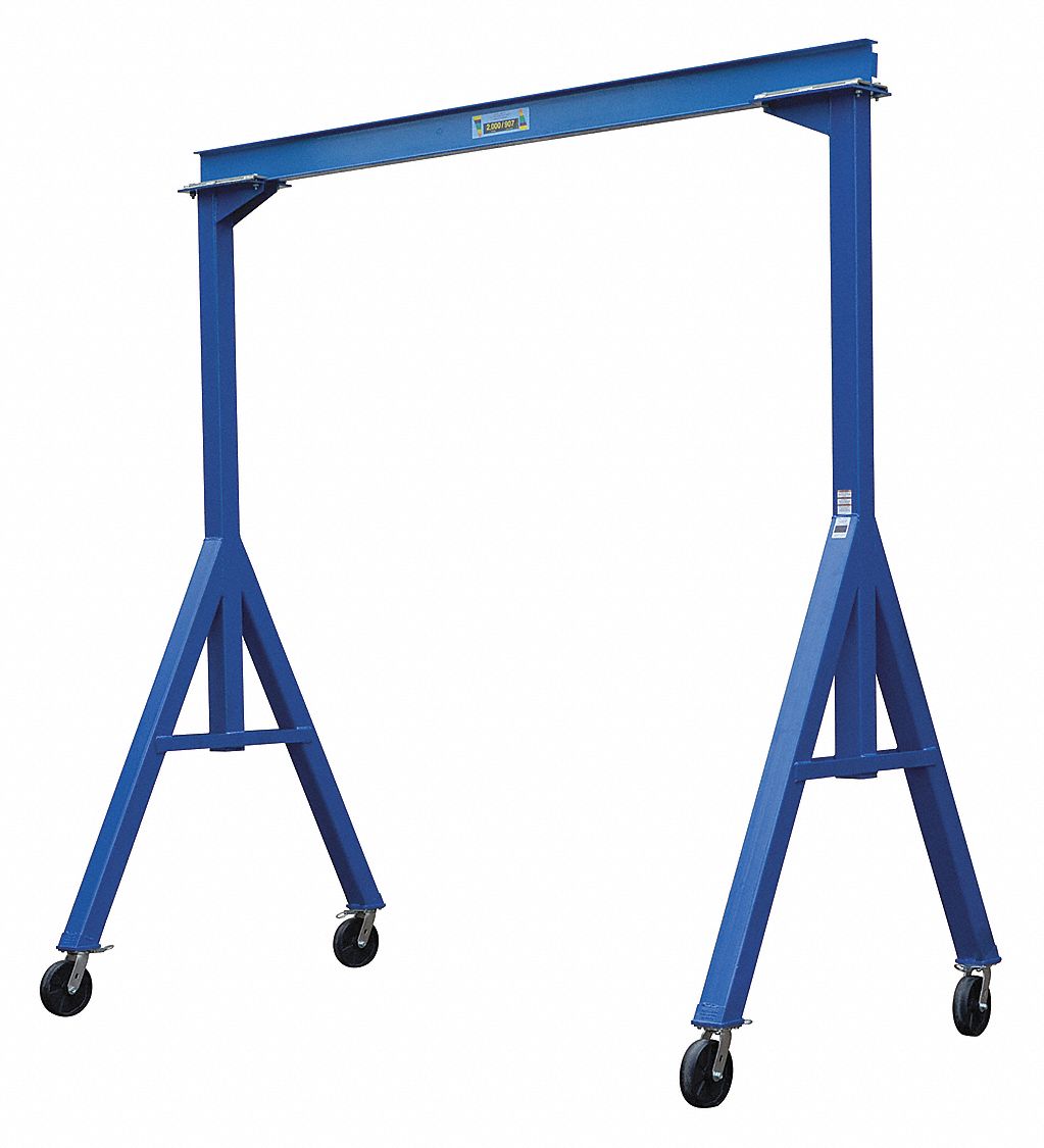 INDUSTRIAL STEEL GANTRY CRANE, BLUE, PAINTED FINISH, 1 YEAR WARRANTY, 15FT H, 4000