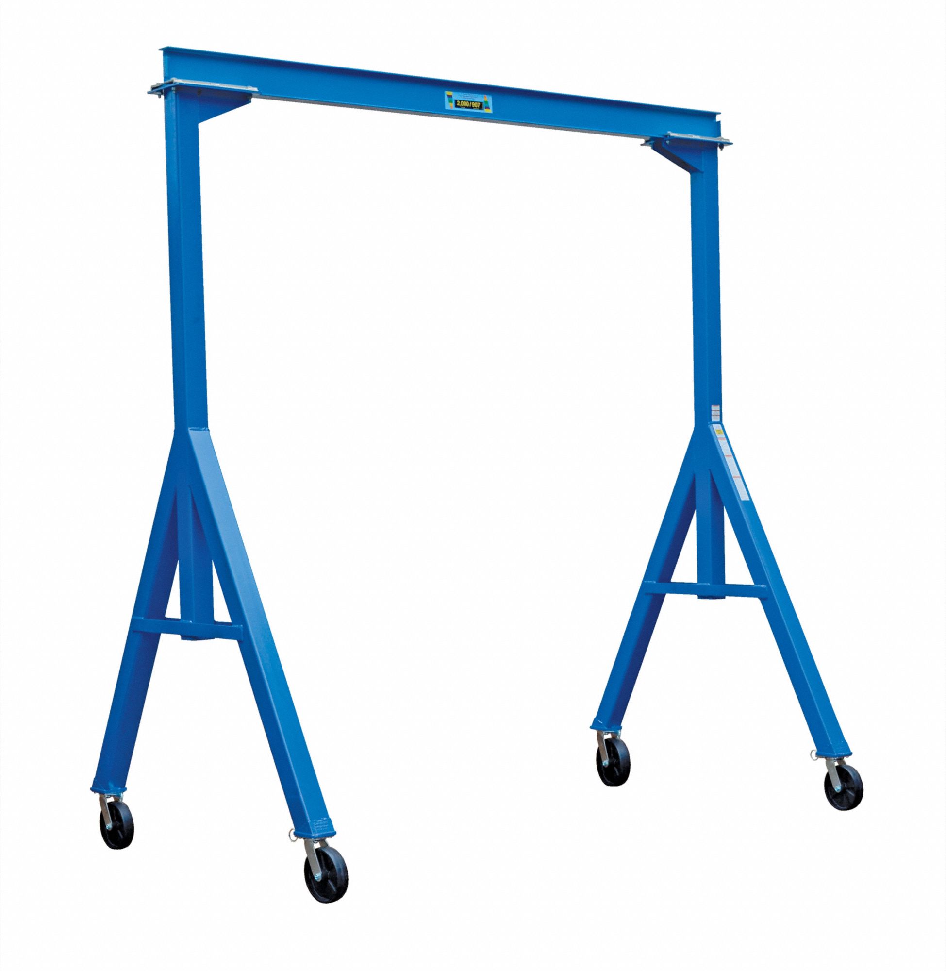 FIXED GANTRY CRANE, FIXED SPAN, FIXED H, 2,000 LB LOAD CAPACITY, STEEL, 10½FT