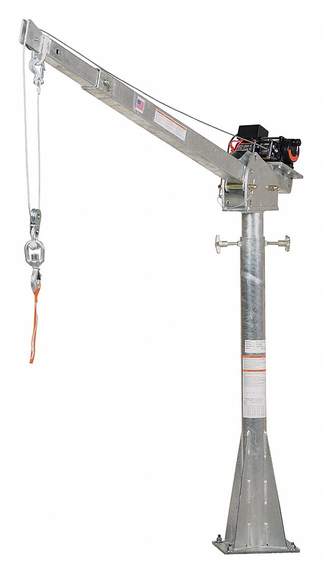 Davit Crane, 2000 lb, Reach 51.2 in to 87.2 in, Lift Range 59 1/2 in to ...