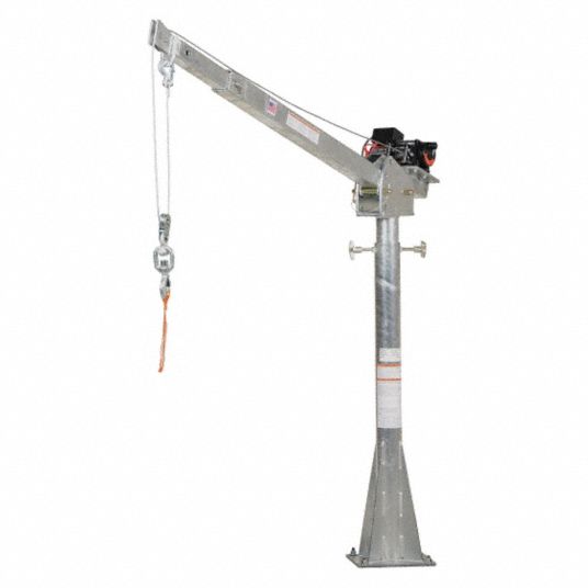 Davit Crane, 2000 lb, Reach 51.2 in to 87.2 in, Lift Range 59 1/2 in to ...