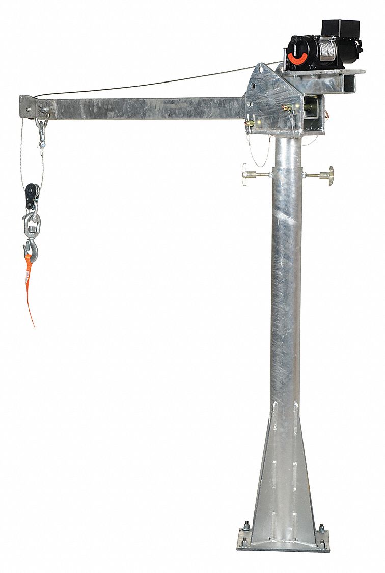 Davit Crane, 2000 lb, Reach 39.2 in to 63.2 in, Lift Range 59 5/16 in ...