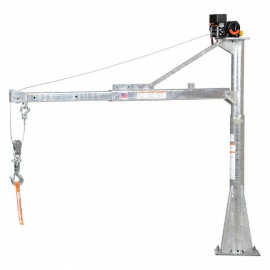 GRAINGER APPROVED Davit Crane, 1500 lb, Reach 43 in to 66 in, Lift ...