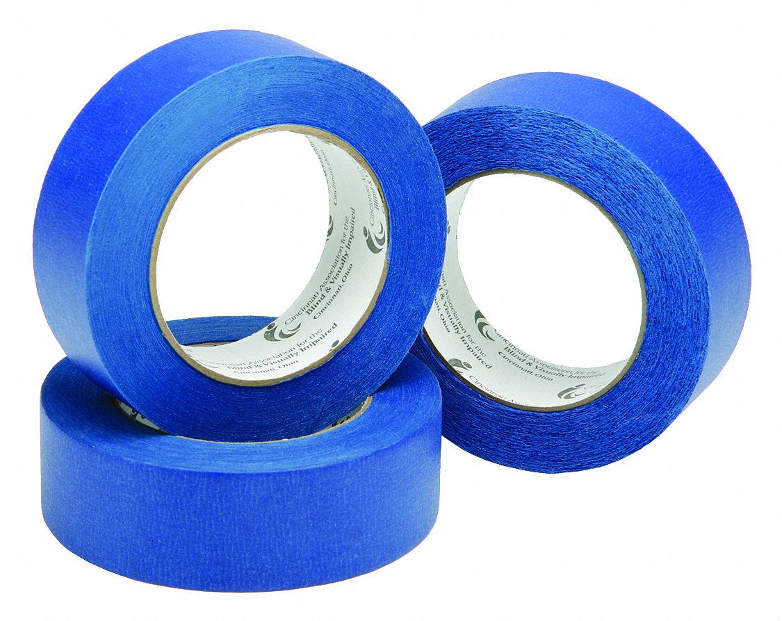 915325 Paper Painters Masking Tape, Rubber Tape Adhesive, 5.70 mil Thick,  1-1/2 X 60 yd., Blue, 1 EA