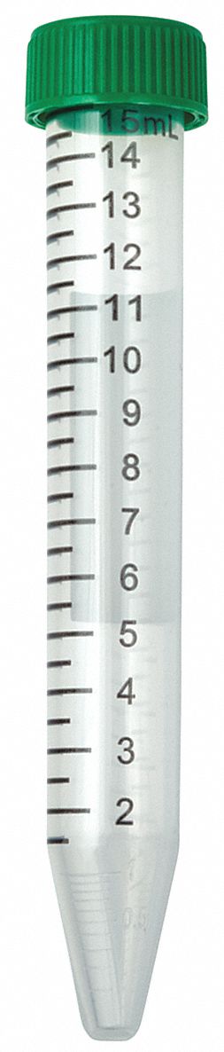 Centrifuge Tube: Polypropylene, 0.5 oz Capacity - oz, 15 mL Capacity - mL, Includes Closure, Natural