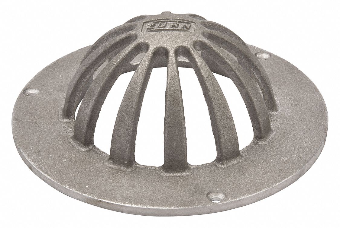 Dome Strainer: Aluminum, 6 in Overall Dia, 2 1/2 in Overall Ht, Unfinished, Drop-In