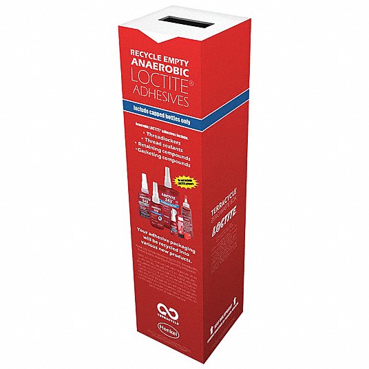 Recycling Collection Box: 20 gal Capacity, 10 in Wd/Dia, 10 in Dp, 18 in Ht, Red, Square