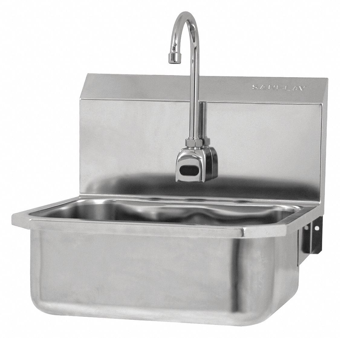 Hands-Free Sink: 1 Stations, 7 in Bowl Dp, 17 in Bowl Lg, 14 in Bowl Wd, Faucet Included