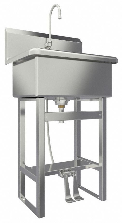 SCRUB SINK: SANI-LAV, 2 GPM FLOW RATE, 45½ IN H, 22 IN X 16½ IN BOWL SIZE, 14 GA