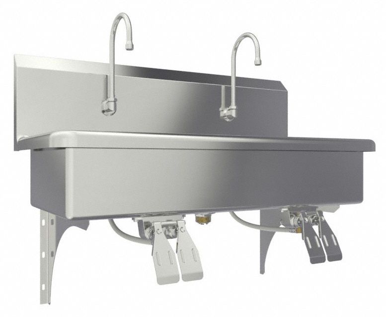Wash Station: 2 Stations, 8 in Bowl Dp, 37 in Bowl Lg, 16 1/2 in Bowl Wd, Faucet Included
