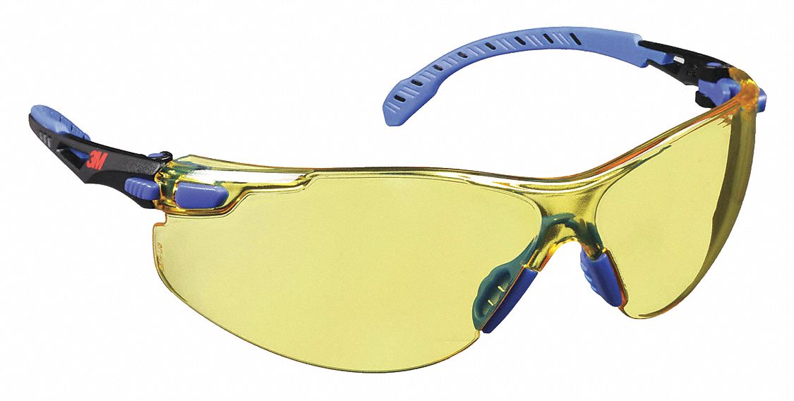 LUNETTES DE SÉCURITÉ, DEMI-MONTURE, ENVELOPPANTES, PLASTIQUE/PC, ANTIBUÉE, BLEU/NOIR/AMBRE, CSA, UV, M