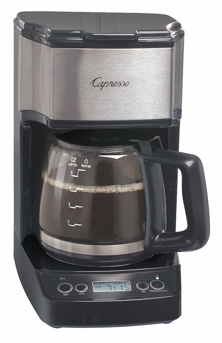 Coffee Maker: 25 fl oz Max Brewing Capacity, Black, 10 in x 6 1/4 in x 8 in