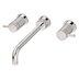 Straight-Spout Dual-Lever-Handle Three-Hole Widespread Wall-Mount Bathroom Faucets