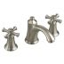 Mid-Arc-Spout Dual-Cross-Handle Three-Hole Widespread Deck-Mount Bathroom Faucets