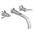 Low-Arc-Spout Dual-Lever-Handle Three-Hole Widespread Wall-Mount Bathroom Faucets