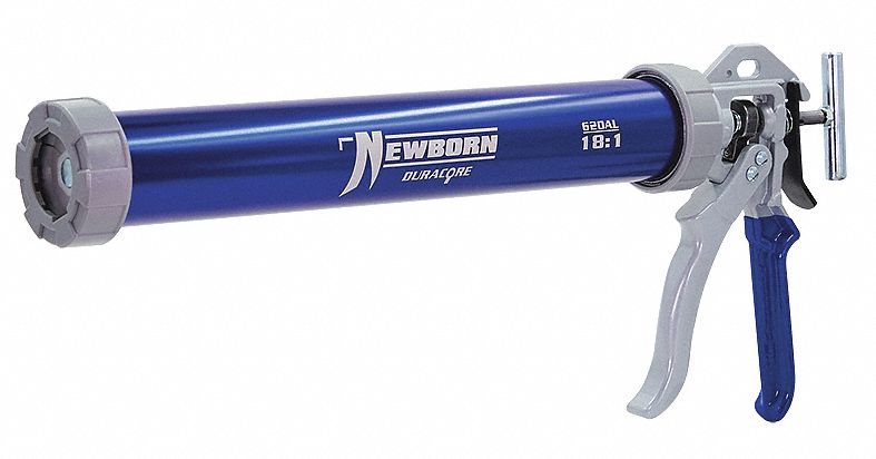 CAULK GUN, SAUSAGE PACK, 24 OZ, 18:1, FULL BARREL FRAME, SMOOTH ROD, BLUE