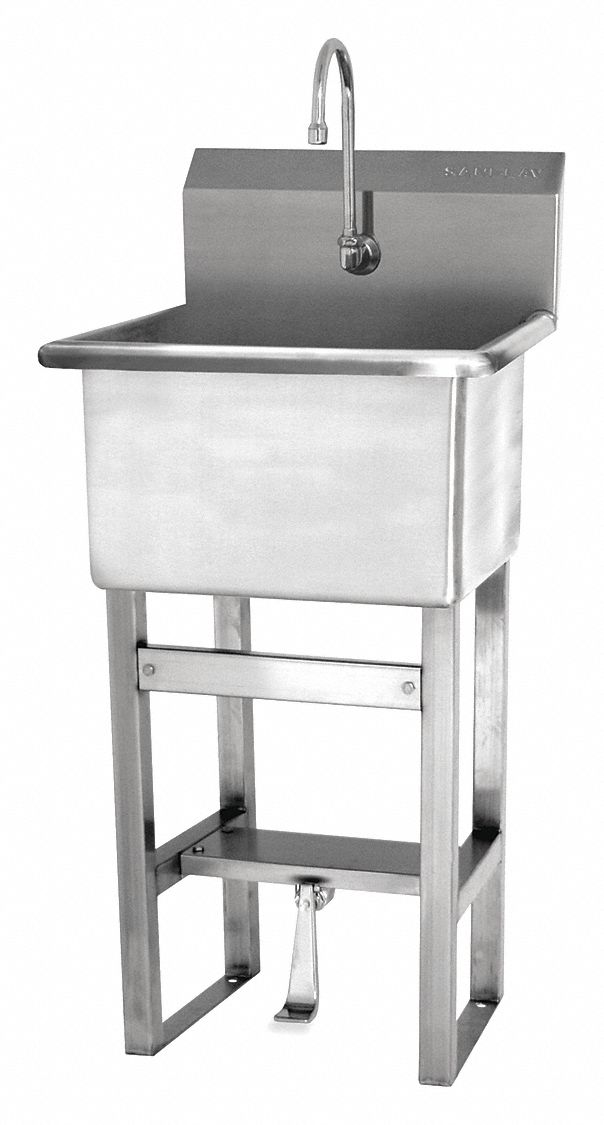 SANILAV Utility Sink, Stainless Steel, 21 in Overall Length, 21 1/2 in