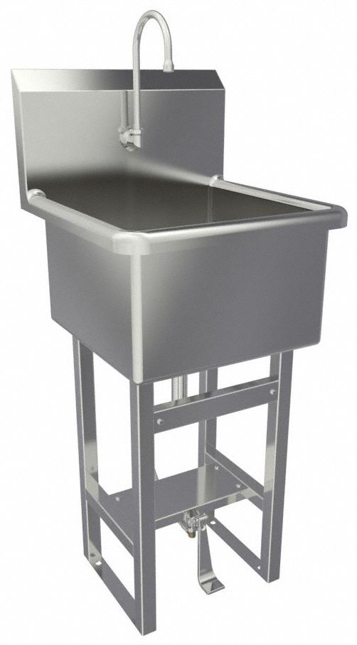 UTILITY SINK: SANI-LAV, STAINLESS STEEL, 45½ IN H, 21 IN L, 12 IN BOWL DP, 1 YR