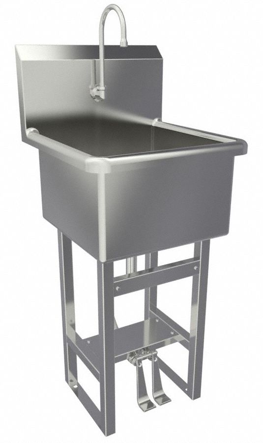 UTILITY SINK: SANI-LAV, STAINLESS STEEL, 45½ IN H, 21 IN L, 12 IN BOWL DP, 1 YR