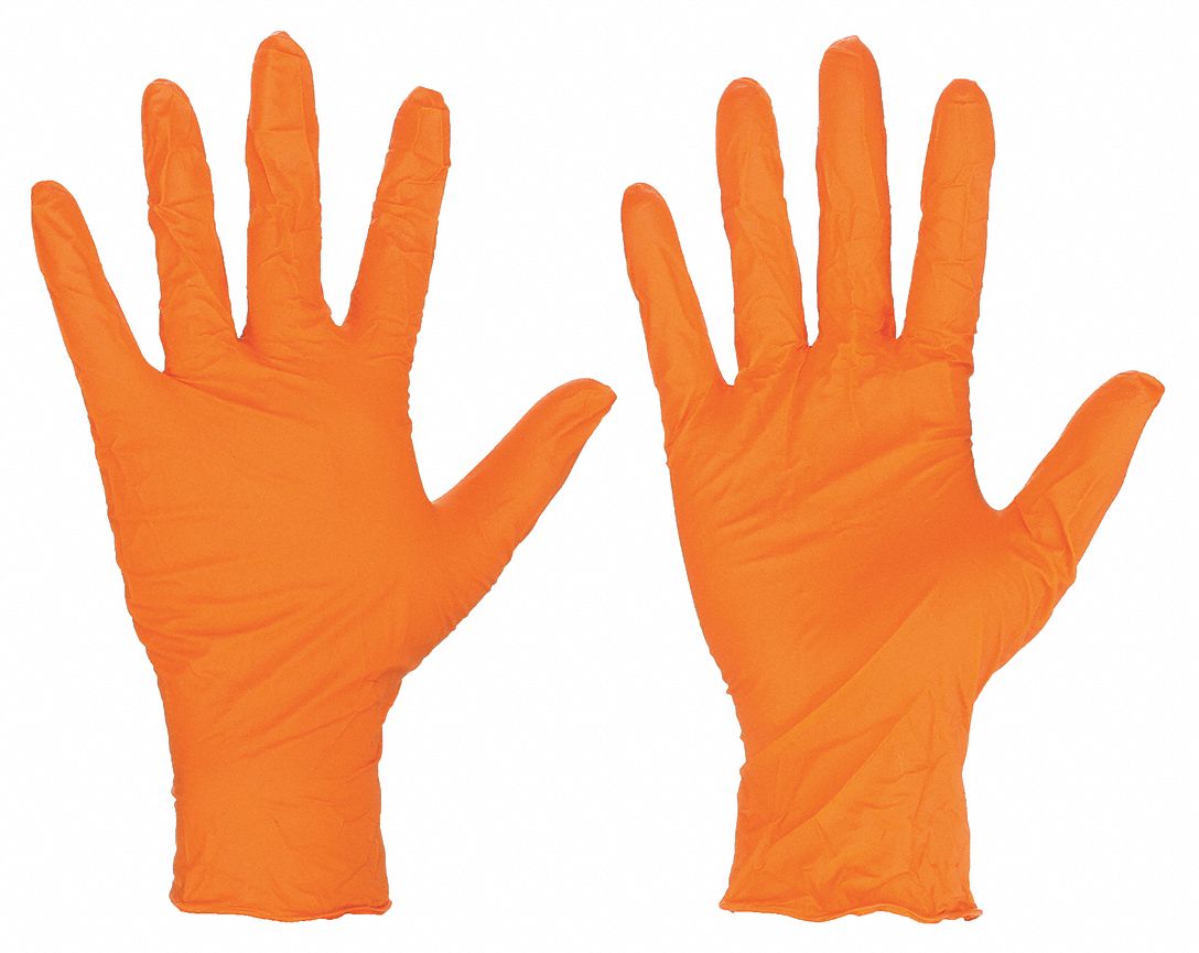 Disposable Gloves: Medical-Grade, 2XL ( 11 ), 4 mil, Powder-Free, Nitrile, Grain, 100 PK