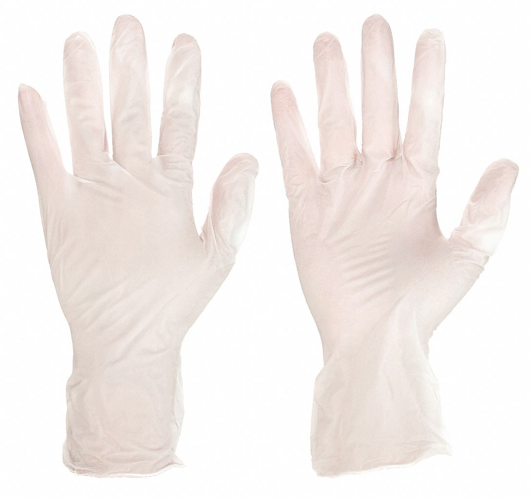 Disposable Gloves: Gen Purpose/Medical-Grade, M ( 8 ), 3 mil, Powder-Free, Vinyl, 100 PK