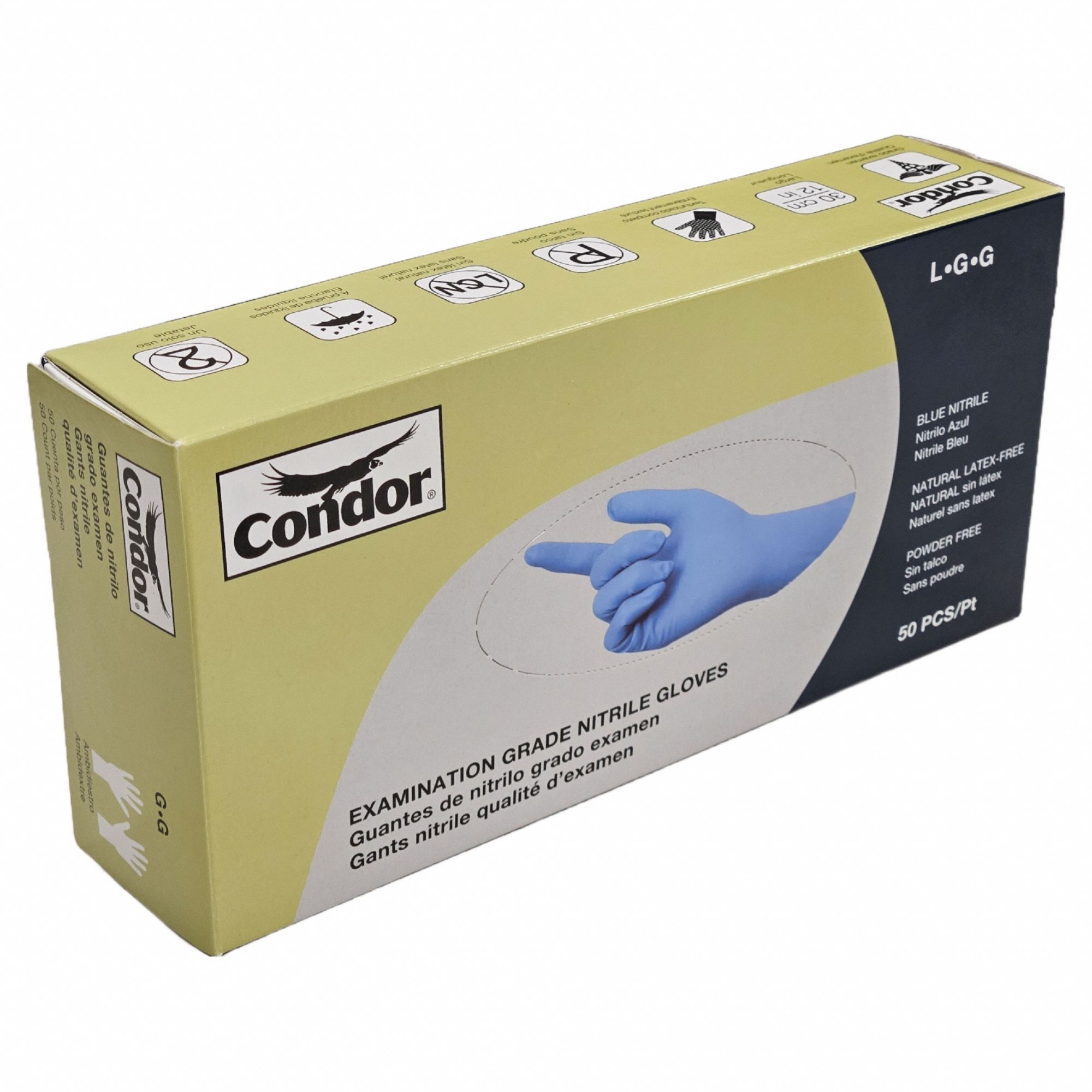 Disposable Gloves: Gen Purpose/Medical-Grade, 2XL ( 11 ), 7 mil, Powder-Free, Nitrile, 50 PK