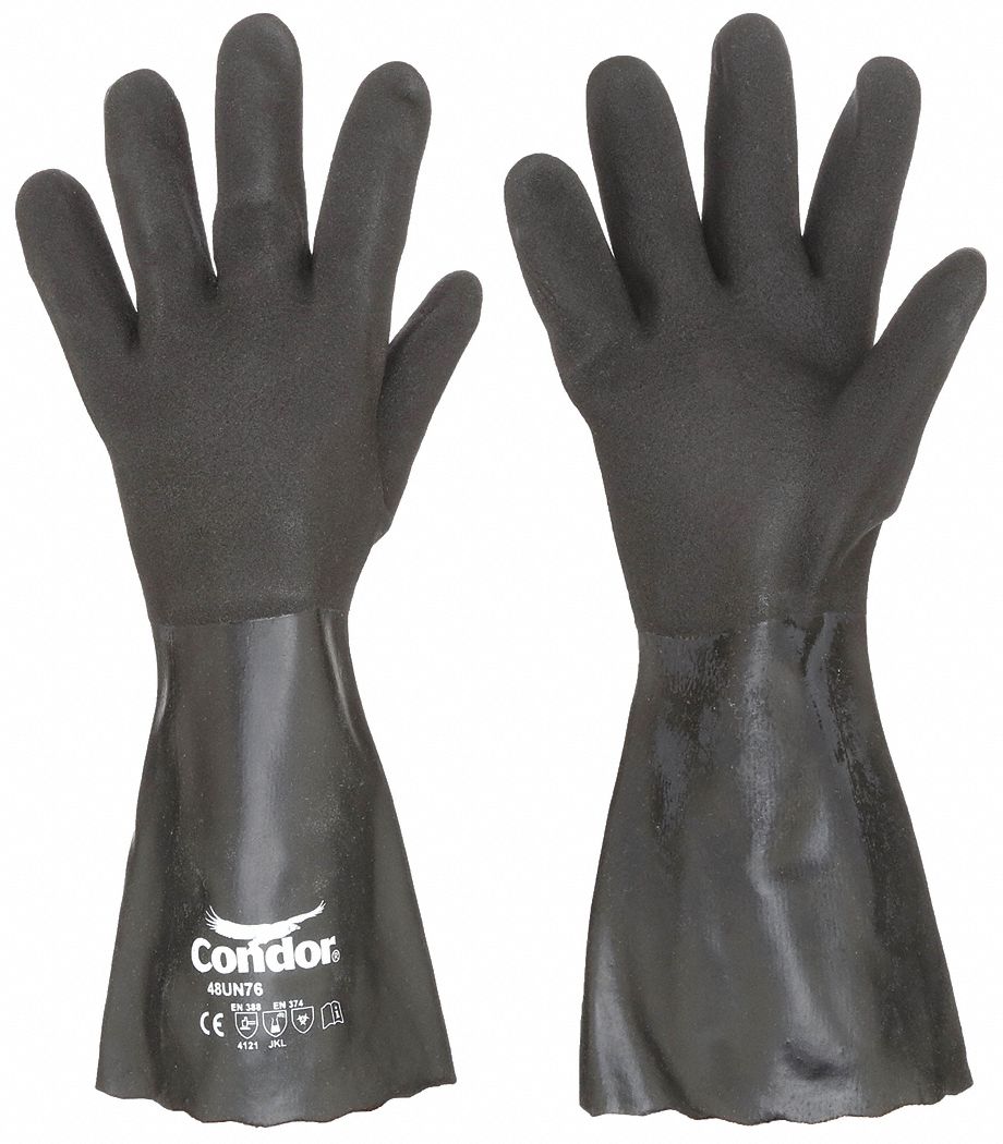 Chemical Resistant Gloves: 48UN75, CONDOR, S Glove Size, Gen Purpose, S, 13 3/4 in Glove Lg, 1 PR